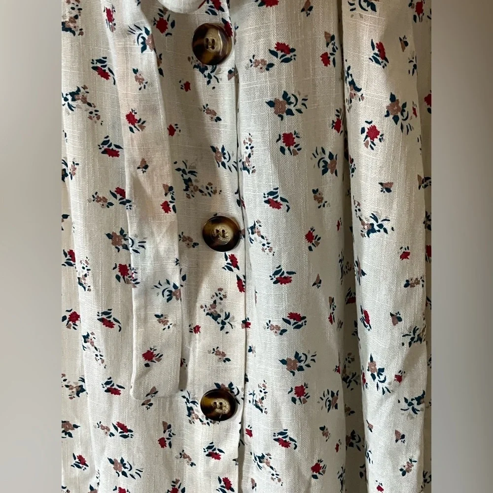 Monteau Rayon/Linen Blend Floral off-White Sleeveless Dress Juniors Size Large - Picture 4 of 15